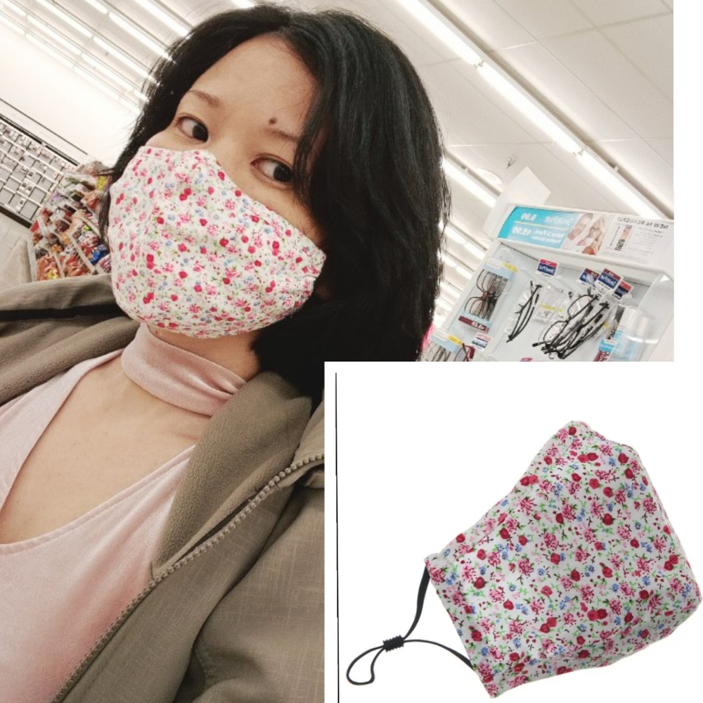 Floral face mask fashion adjustable pink
